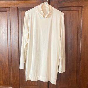 J. Jill Luxe Supima Cream Long Sleeve Turtleneck Tunic Cotton Modal Size XL Tall